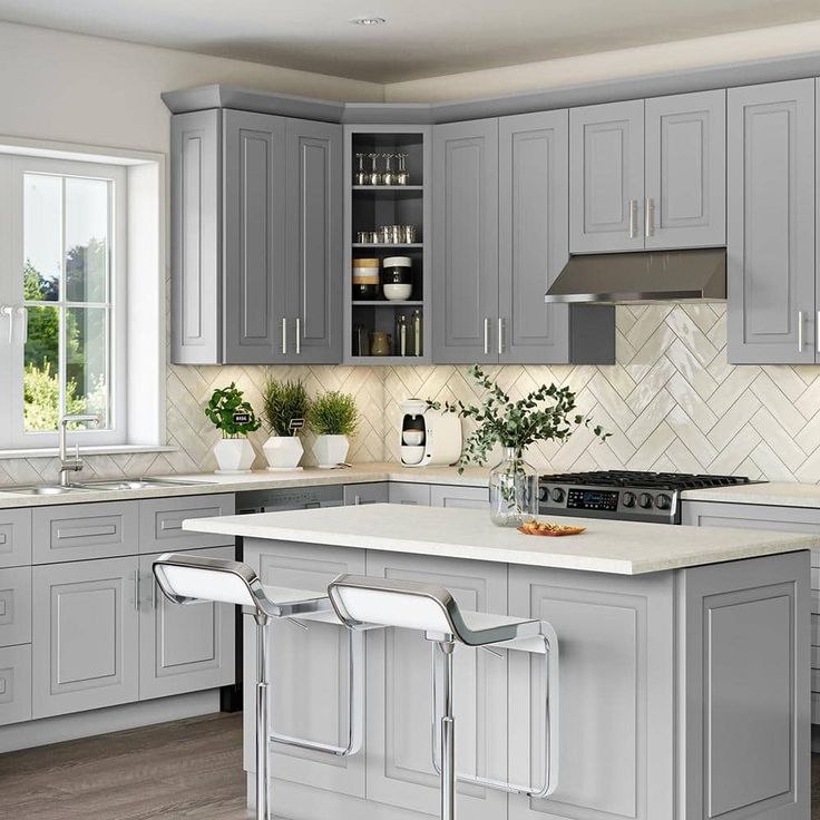 Home Decorators Collection Grayson 18 in. W x 24 in. D x 96 in. H Assembled Plywood Pantry Kitchen Cabinet in Pearl Gray with Soft Close RH