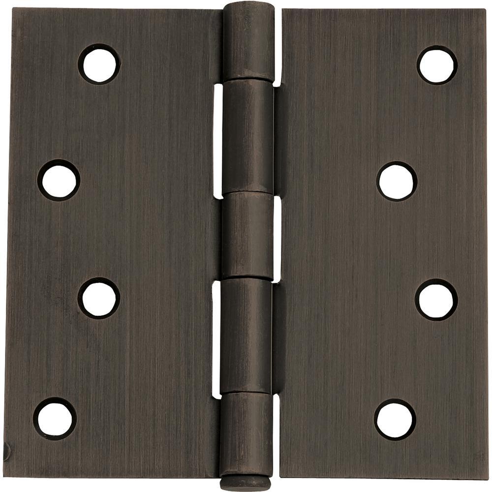 3-1/2 in. Square Corner Matte Black Door Hinge Value Pack (10 per Pack) - Super Arbor