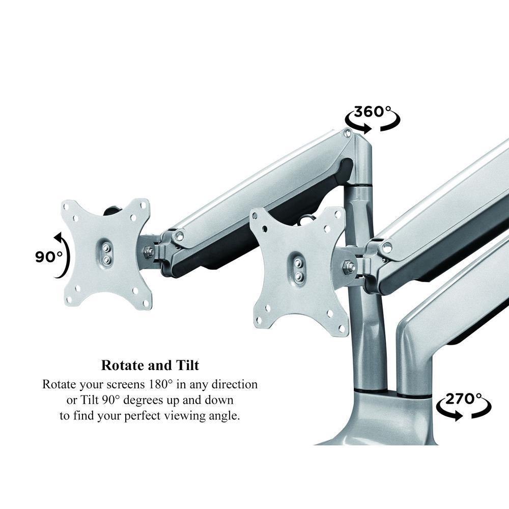 Dual Arm Monitor Mount with Full Motion Swivel Articulating Gas Springs for 13 in. - 30 in. Silver - Super Arbor