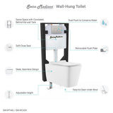 0.8/1.28 GPF Concorde Wall Hung Square Dual Flush Elongated Toilet Bowl in White