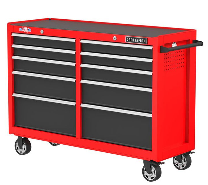 CRAFTSMAN 2000 Series 52-in W x 37.5-in H 10-Drawer Steel Rolling Tool Cabinet (Red)