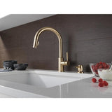 Delta Trask Champagne Bronze 1-Handle Deck-Mount Pull-Down Handle Kitchen Faucet (Deck Plate Included)