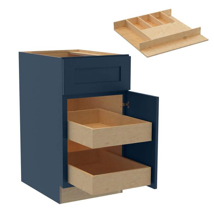 Home Decorators Collection Newport 18 in. W x 24 in. D x 34.5 in. H Assembled Plywood Base Kitchen Cabinet in Mythic Blue with 2ROT Cutlery RH