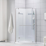 Glamour 32 in. x 76.40 in. Corner Drain Corner Shower Kit in White and Satin Nickel - Super Arbor