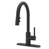 Stellen Single-Handle Electronic Pull-Down Sprayer Kitchen Faucet with React Touchless Technology in Black - Super Arbor