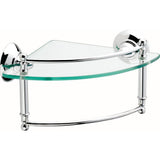 8 in. W Glass Corner Shelf with Hand Towel Bar in Brushed Nickel - Super Arbor