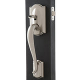 Camelot Satin Nickel Entry Door Handle with Left Handed Flair Door Lever - Super Arbor