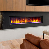 74 in. Cascade Flush-Mount LED Electric Fireplace in Black - Super Arbor