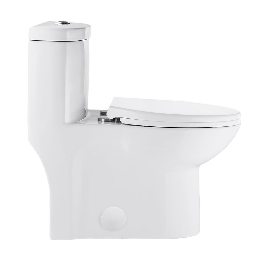 Sublime 1-Piece 0.8/1.28 GPF Dual Flush Elongated Toilet in White - Super Arbor