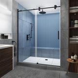 Langham XL 56 - 60 in. x 80 in. Frameless Sliding Shower Door with StarCast Clear Glass in Stainless Steel, Right Hand - Super Arbor