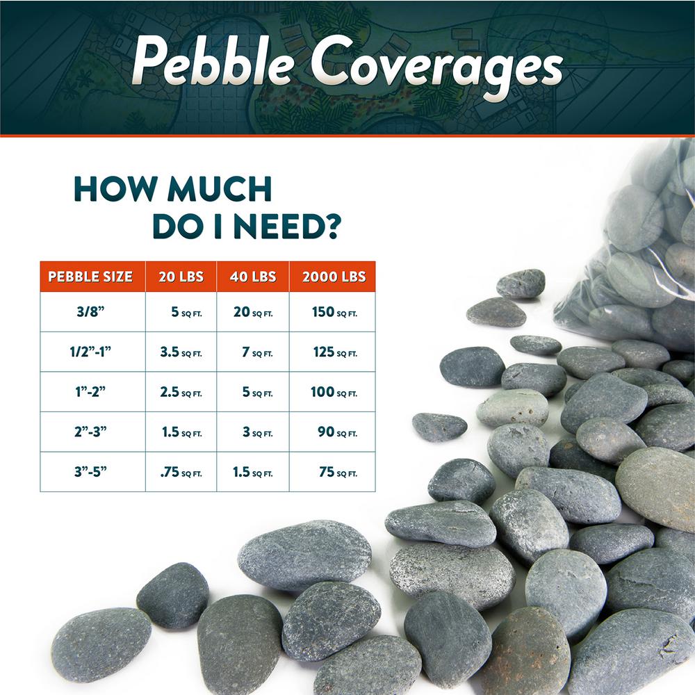 Southwest Boulder & Stone 21.6 cu. ft., 3 in. to 5 in. 2000 lbs. Mixed Mexican Beach Pebble Smooth Round Rock for Garden and Landscape Design - Super Arbor
