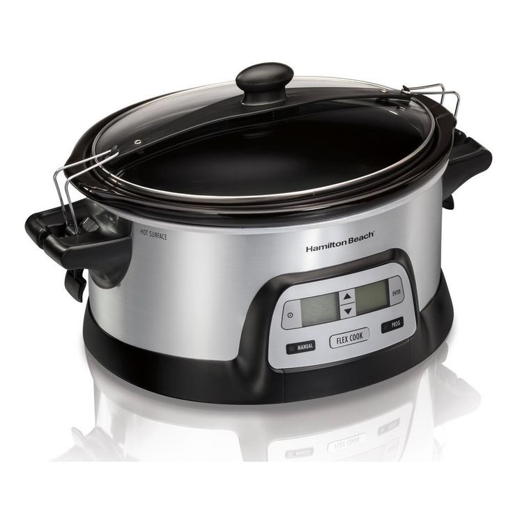FlexCook 6 Qt. Silver Programmable Slow Cooker with Temperature Controls