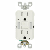 15 Amp Self-Test SmartlockPro Combo Duplex Guide Light and Tamper Resistant GFCI Outlet, White - Super Arbor