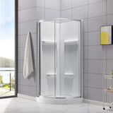 Maia 34 in. x 79.50 in. Corner Drain Corner Shower Kit in Clear and Chrome - Super Arbor