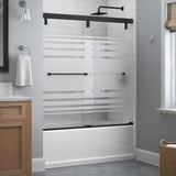 Everly 60 in. x 59-1/4 in. Mod Semi-Frameless Sliding Bathtub Door in Bronze and 1/4 in. (6mm) Droplet Glass - Super Arbor