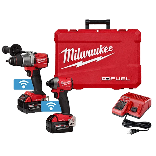Milwaukee M18 18-Volt Lithium-Ion Cordless Drill/Driver & 1/4 in. Impact Driver Combo Kit (2-Tool) with SHOCKWAVE Titanium Drill Bit Set (15-Piece)