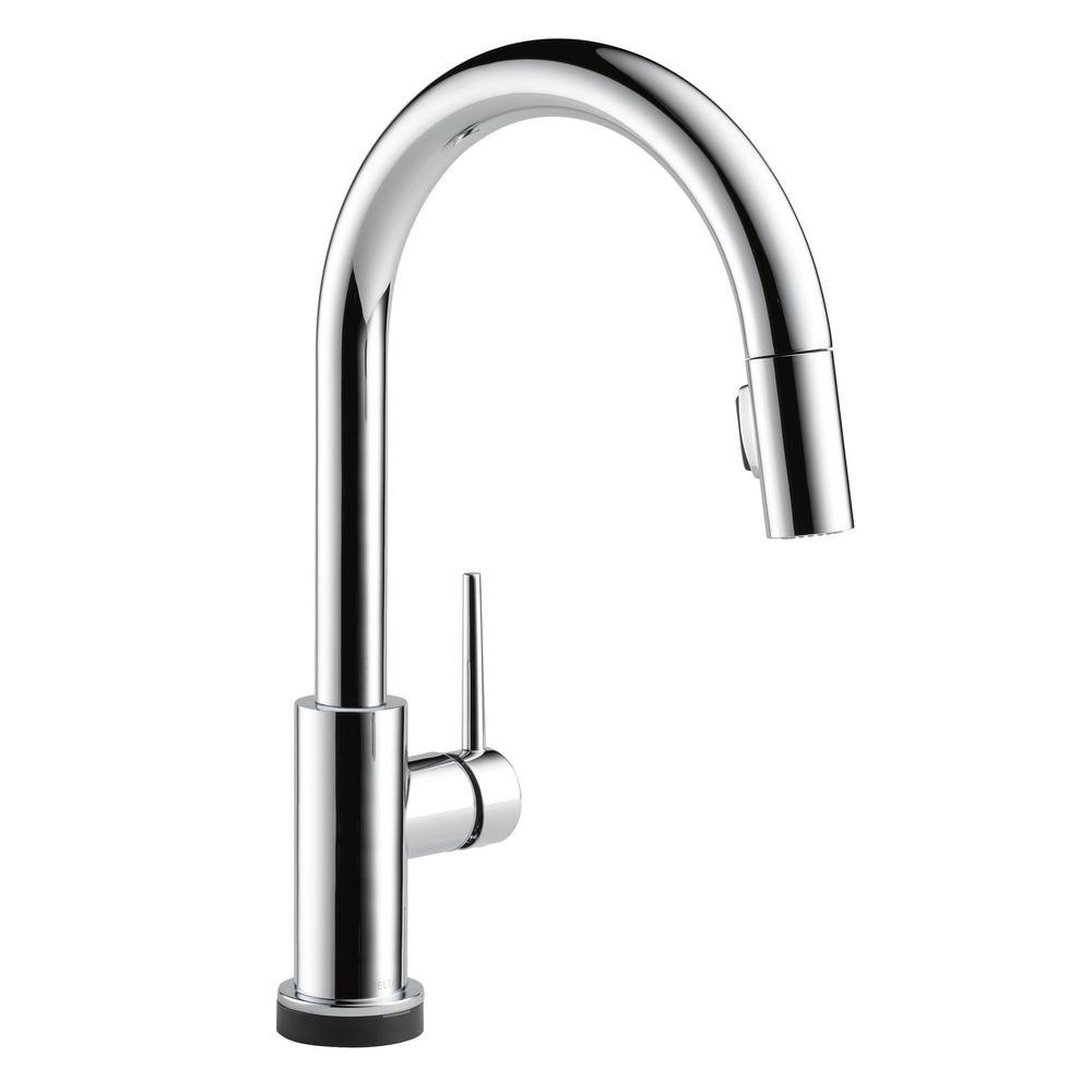 Trinsic Single-Handle Pull-Down Sprayer Kitchen Faucet with Touch2O Technology in Matte Black - Super Arbor