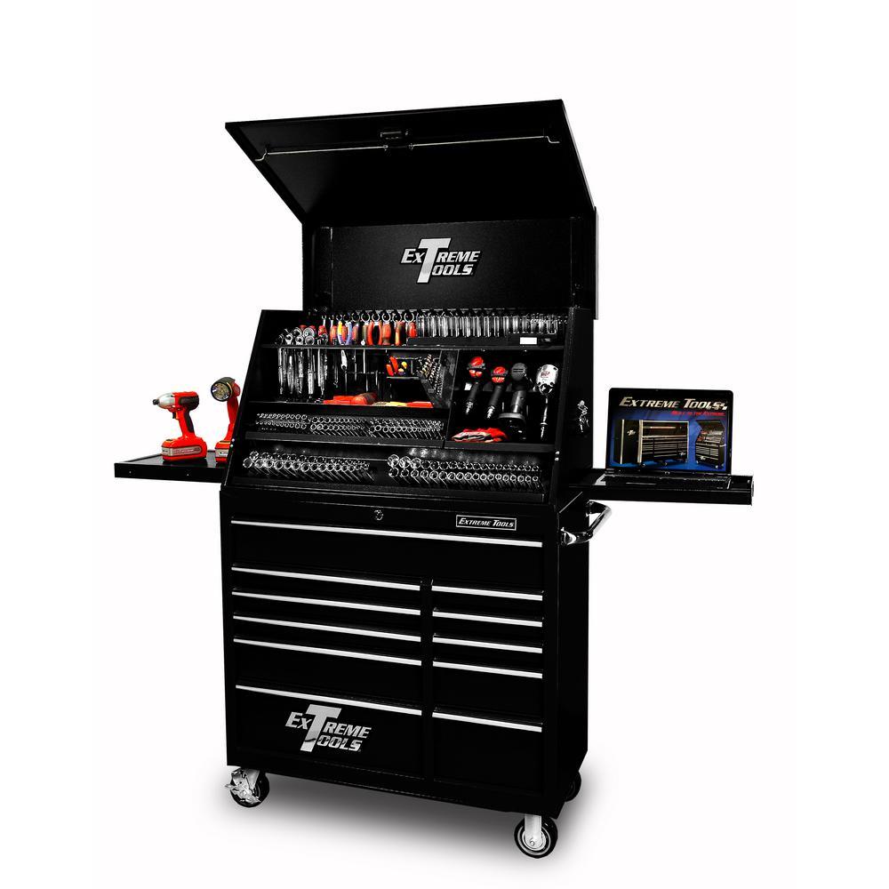 41 in. 11-Drawer Tool Chest and Cabinet Combo in Black - Super Arbor