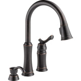 Lakeview Single-Handle Pull-Down Sprayer Kitchen Faucet with Soap Dispenser in Stainless - Super Arbor