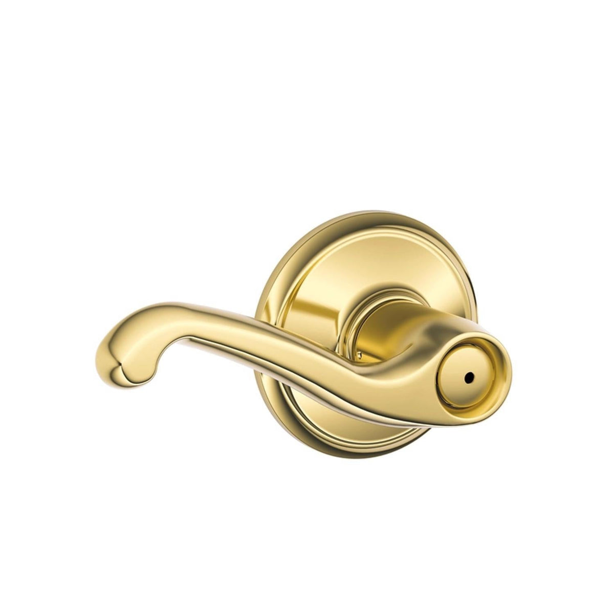 Schlage Flair Bright Brass Privacy Lockset, ANSI Grade 2, 1-3/4 in Door Thickness