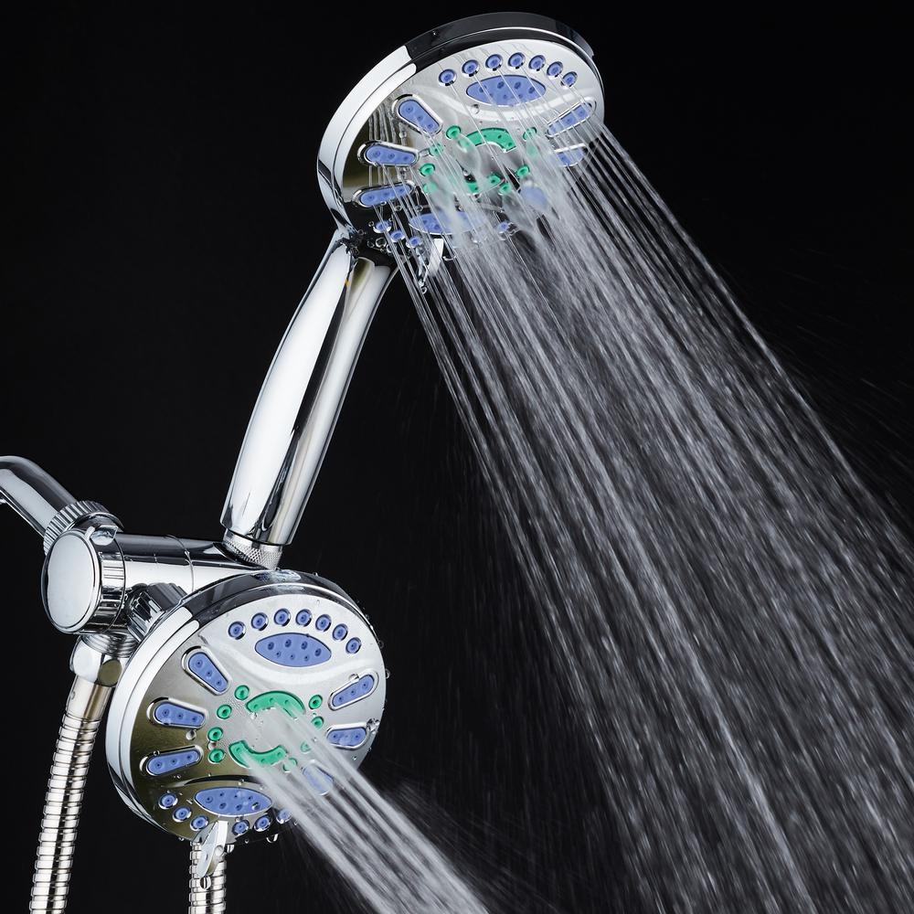 Antimicrobial 48-Spray 4.3 in. High Pressure 3-Way Dual Shower Head and Handheld Shower Head Combo in Chrome - Super Arbor