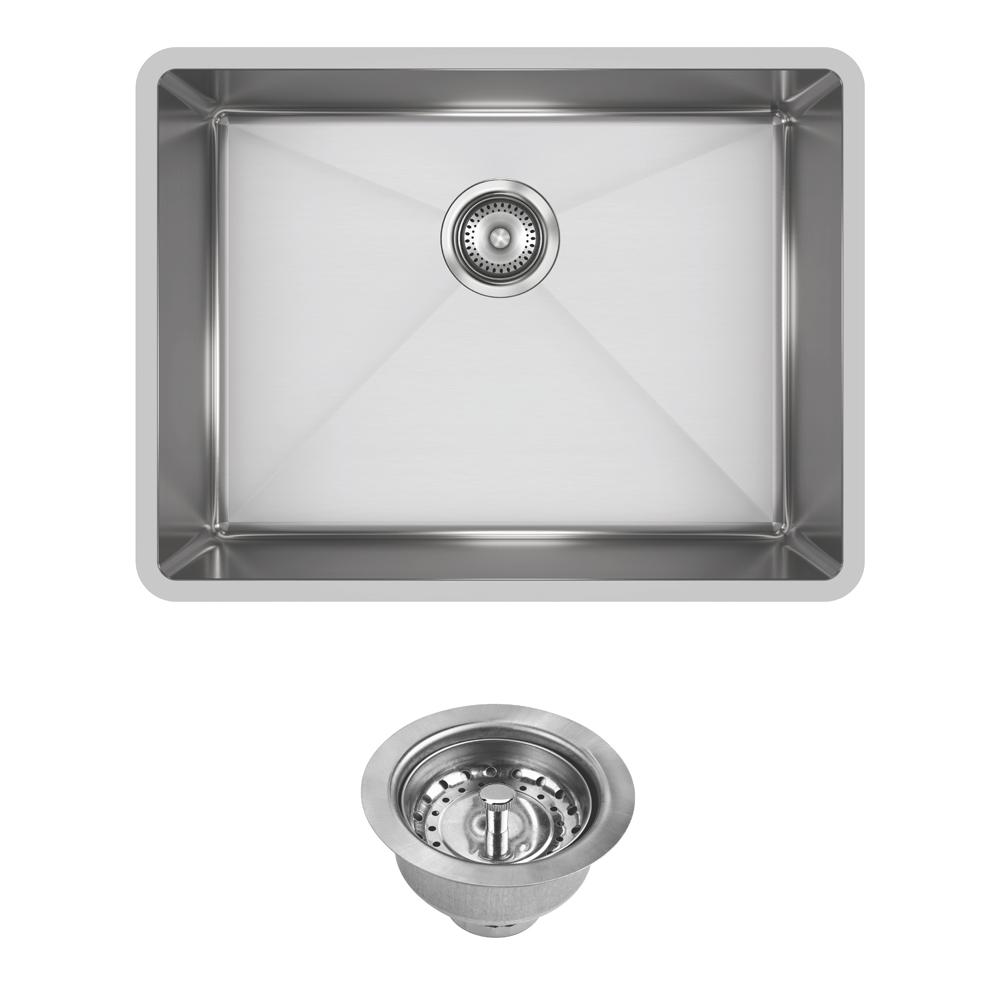 Crosstown Undermount Stainless Steel 32 in. Single Bowl Kitchen Sink with Center Drain