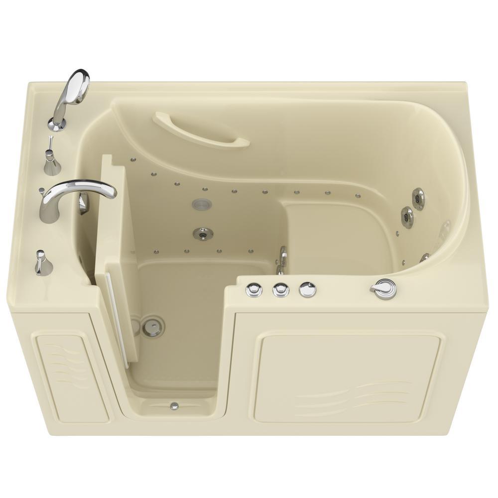 HD Series 53 in. Left Drain Quick Fill Walk-In Whirlpool Bath Tub with Powered Fast Drain in White - Super Arbor