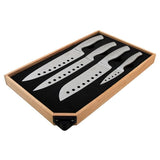 5-Piece Stainless Steel Knife and Sharpener Set, with Japanese Stainless Steel Slotted Blades