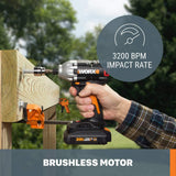 Worx POWER SHARE 20-Volt Cordless and Brushless Multi-Speed 1/4 in. Hex Impact Driver with Quick Change Chuck - Super Arbor