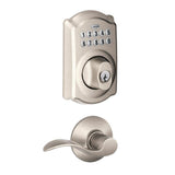 Camelot Satin Nickel Keypad Electronic Door Lock Deadbolt and Accent Lever - Super Arbor