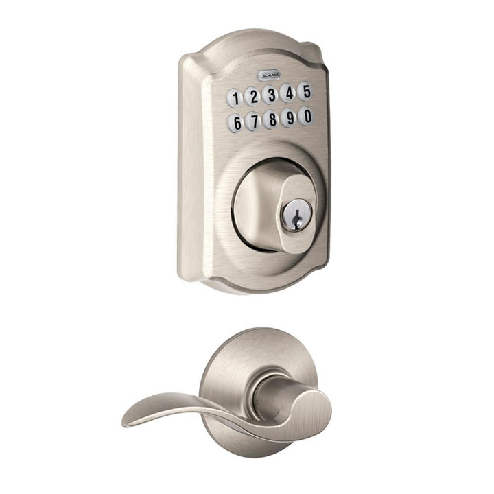Camelot Satin Nickel Keypad Electronic Door Lock Deadbolt and Accent Lever - Super Arbor