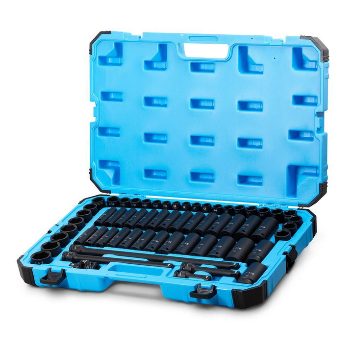 1/2 in. Drive SAE/Metric Master Impact Socket Set with Adapters and Extensions (61-Piece) - Super Arbor