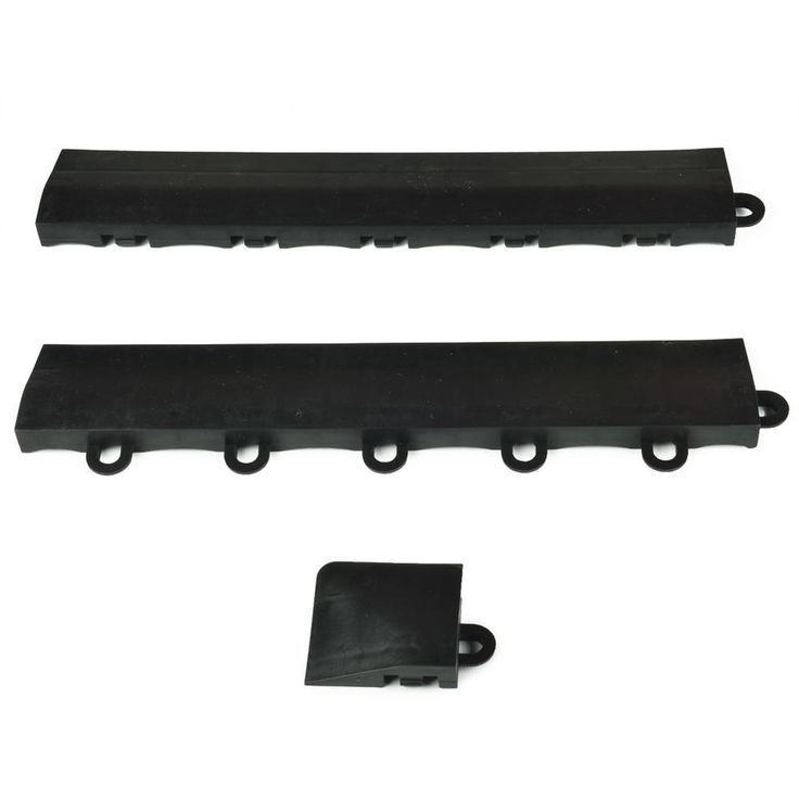Greatmats Click Tile Black 2-3/8 in. x 12.14 in. x 5/8 in. Female Border Ramp with Loops (Case of 4)