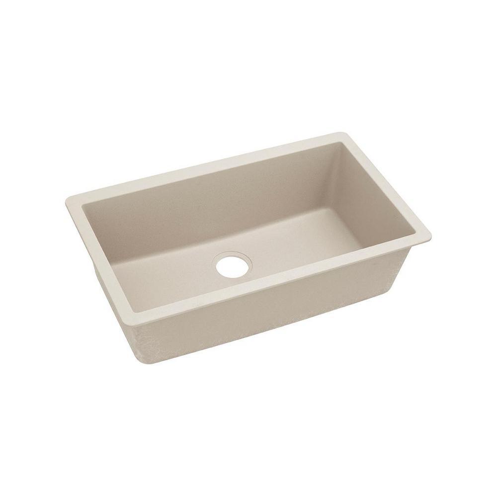 Quartz Classic Undermount Composite 33 in. Single Bowl Kitchen Sink in Black - Super Arbor