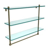 22 in. L  x 18 in. H  x 5 in. W 3-Tier Clear Glass Bathroom Shelf with Towel Bar in Oil Rubbed Bronze - Super Arbor