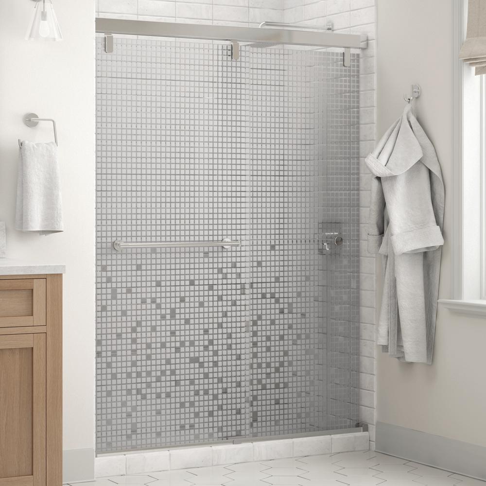 Lyndall 60 in. x 71-1/2 in. Frameless Mod Soft-Close Sliding Shower Door in Matte Black with 1/4 in. (6 mm) Clear Glass - Super Arbor