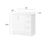 Style Selections Madix 36-in White Undermount Single Sink Bathroom Vanity with White Engineered Stone Top