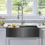 Gunmetal 32.88 in. Stainless Steel 16-Gauge PVD Single Bowl Farmhouse Apron Workstation Kitchen Sink with Accessories