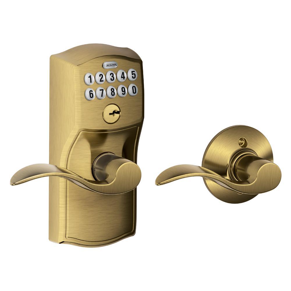 Camelot Satin Nickel Electronic Door Lock with Accent Door Lever - Super Arbor