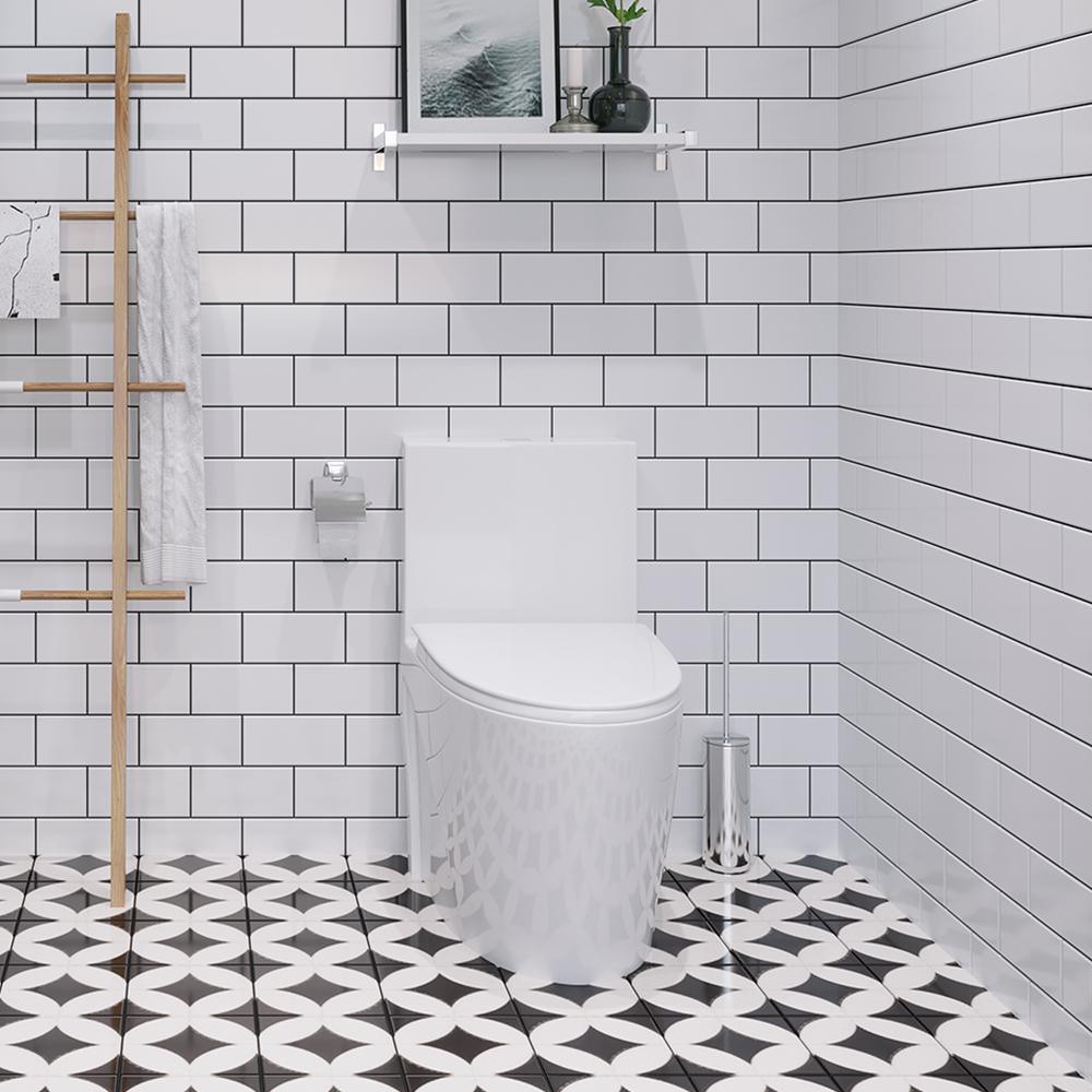 Buxton 1-Piece 1.6 GPF/1.1 GPF Dual Flush Elongated Toilet in White - Super Arbor
