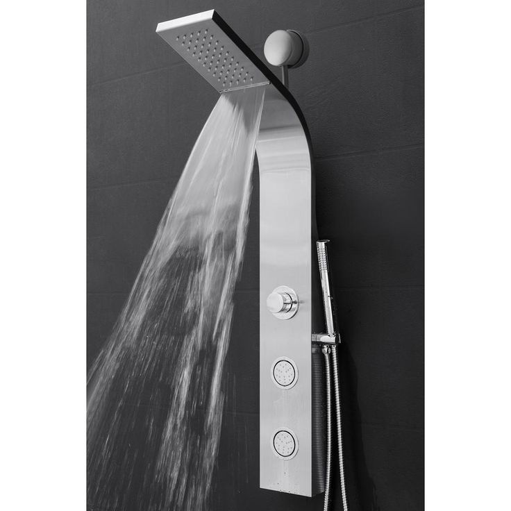 39 in. 2-Jet Easy Connect Shower Panel System in Stainless Steel with Rainfall Waterfall Shower Head and Shower Wand
