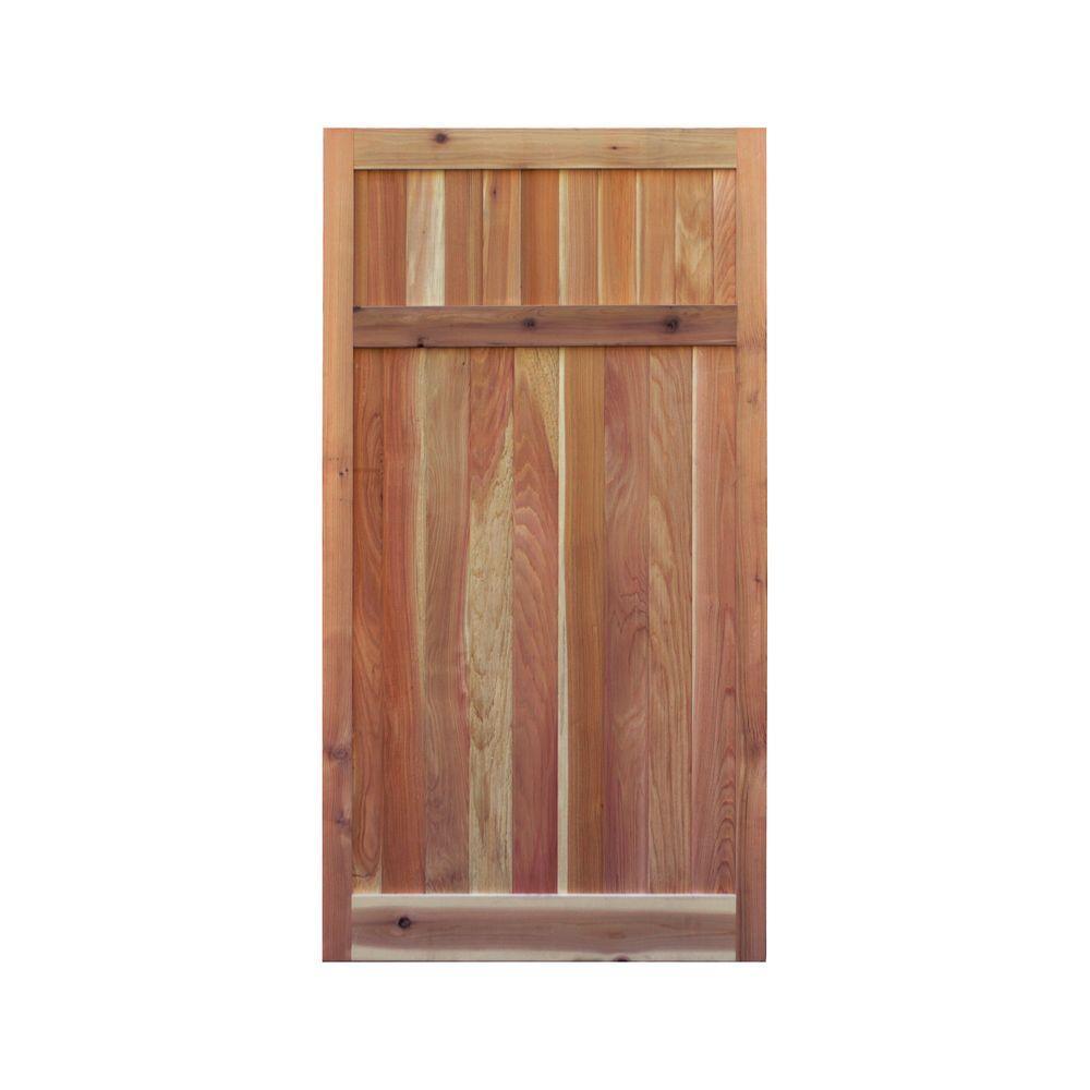 3 ft. x 6 ft. Western Red Cedar Flat Top Solid Lattice Fence Gate - Super Arbor