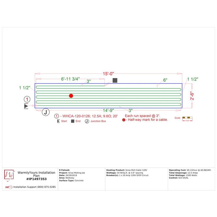 WarmlyYours 126 ft. Snow Melting Cable Kit System with Wi-Fi Control (Covers 31.2 sq. ft)