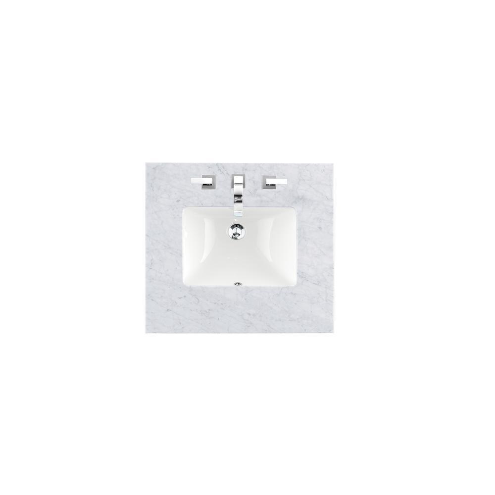 Carrara 60 in. W Marble Single Basin Vanity Top in Carrara White with White Basin - Super Arbor