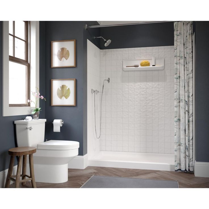 36 in. x 65 in. x 72 in. 5-piece Easy Up Adhesive Alcove Shower Surround in White