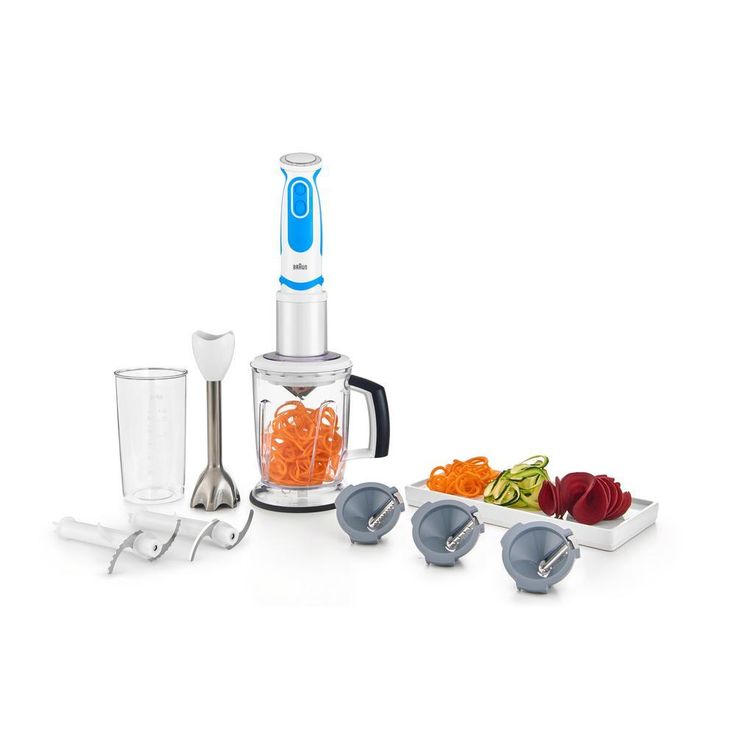 Multi Quick 21-Speed White Spiralizer and Hand Blender with 3-Cutting Blades, 1-Blending Wand, 5-Cup Chopper and Blender