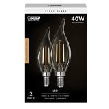 Feit Electric 40-Watt Equivalent CA10 Dim Candelabra Clear Glass Vintage Edison LED Light Bulb with Filament Warm White (12-Pack)