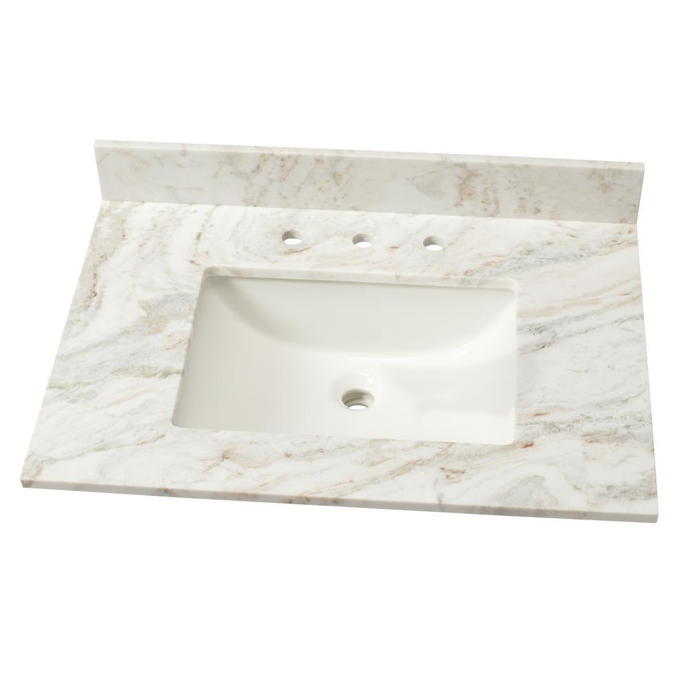 49 in. W Marble Vanity Top in Arabescato Venato - Super Arbor