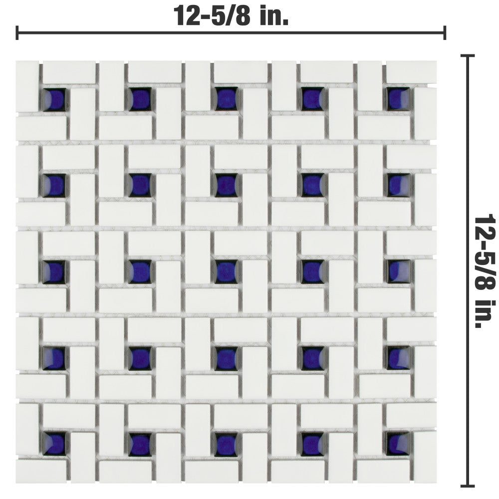 Merola Tile Spiral Blue and White 12-1/2 in. x 12-1/2 in. x 6 mm Porcelain Mosaic Tile (11.07 sq. ft. / case)