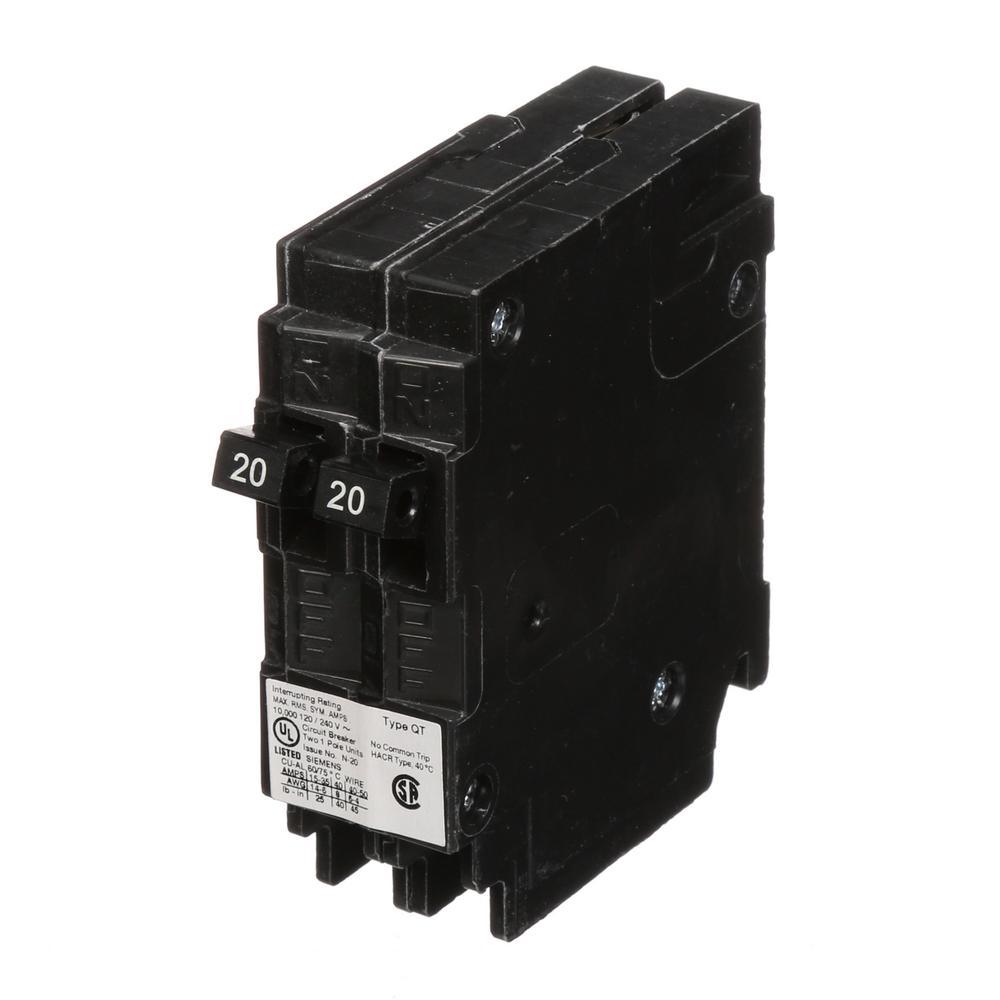 (2) 20 Amp Tandem Single Pole Type QT NCL-Circuit Breaker